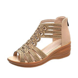 Zingj Women 2023 New Sandals Fashion Thick Sole Middle-Aged Mother Toe Heel Soft Sole Comfortable Summer- Outfit