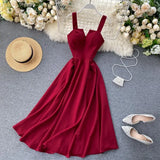 2021 Sexy V-neck Vintage Back Bandage Dress Women Summer Elegant Big Swing Long Party Dress Female Green Beach