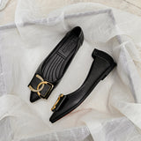 And Summer Sharp Flat Sole Single Shoes Women's Water Drill Leisure Soft-Soled Working Shoes Bean Shoes Lefu Shoes Tide Large