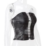 Black Lace Up Tube Corset Top-Outfit