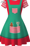 Snowman Print Christmas Women 2023 New Short Sleeve Elegant Vintage Party Xmas Dress Robe Femme Casual Femal