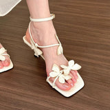 Butterfly Light Luxury To Increase The Square Head High Heel Sandals Women Summer Fine And High Sense Fashion With
