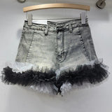 Denim Frill Trim Short- Outfit