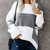 And Winter New Striped Retro Street Sweater Bumping Round Collar Knitting