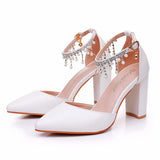 Cm Thick Heel Sandals Beaded Sous-Suded Women's Shoes Spring Women's Shoes Light-Mouthed Fashion Thick Heel