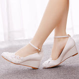 Cm Low Heel Pedicle Thin High Heel Women's Shoes Round Head Heel Single Shoes Bridal Shoes Pregnant Woman Wedding White