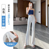 Thigh Pants Women's Summer Thin Ice Silk High Waist Thin Feeling Small Open Casual Suit Trumpet