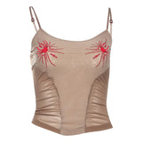 Spring Summer New Women's Fashion Slings Bare Back Print Short Repair Hottie Small