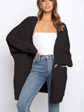 Winter Women's Knitted Cardigan Top Loose Sweater Coat Casual Street Women's Clothing Oversized Cardigan Black