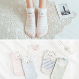 New Arrivl Women Cotton Socks Pink Cute Cat Ankle Socks Short Women Socks Casual Animal Ear Red Heart Gril Socks
