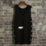 long knitted vest sleeveless sweater autumn and winter new loose wild waistcoat knitted