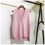 V-neck knitted vest women's sweater autumn and winter new Korean loose wild sweater vest sleeveless sweater