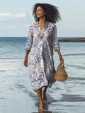 Women's Beach Vacation Digital Print V-Neck Dress