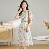 Zingj Break French Flower Dress Female Summer 2024 Spring Dress New Women's Socialite Temperament Collect Waist In The Long