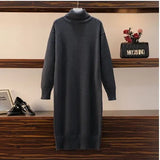 dress autumn and winter women's loose long sweater pullover turtleneck solid casual