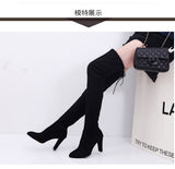 New Autumn And Winter Large Size Over The Knee Boots High And Sharp Sharpened Zipper Women