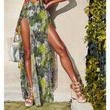 Backless Tunic Beach Dress Bikini Long Dress Print Swimwear Women Cover Up Swimsuit Beachwear Pareo Saida de