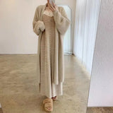 Zingj Female Autumn Winter Loose Large Size Add Thick Long Lazy Wind Knit Coat New Long Imitation Mink Velvet Cardigan-Outfit