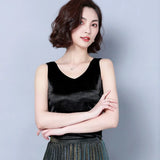 women Summer V Neck Chiffon Vest Sleeveless Casual Blusas Tank Tops Silk Patchwork T Shirt Bottom Camisole 2021 New