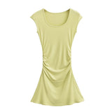 Zingj Trendy Women's Wear French Advanced Sense Of Fashion Fold Waist Show Thin Dress Pure Temperament Hip