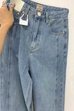 Autumn New High Waist Baggy Jeans Women Casual Fashion Straight Leg Pants Y2k Denim Trousers Vintage Loose Blue Washed