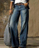 Zingj Plus Size Casual Pants Thin Jeans Wide Leg Pants 211-0-Outfit