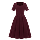 Elegant Tunic Midi Casual Dresses For Women Party Evening Navy Blue Dark Red Retro Vintage 50s 60s Swing Rockabilly