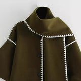 Women's Clothing French Fashion Single Buckle Tuxedar Scarf Splicing