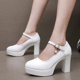 6Cm Silver Heeled Show Shoes Thick-Singing Leather Shoes Thick-Soled Model Single-Shoe Large-Size Working