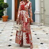Spot Spring 2025 New Women's Fashion Print Bohemian Long Shirt