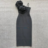 New Dress Woman 2025 New Sexy Sling Three-Dimensional Flower Temperament Banding