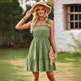 Wind Casual Women's Wear 2025 Summer New One-Word Shoulder Pull Flounce