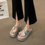 Women Wear 2025 Summer New Small Thick-Soled High-Heeled Water Drill Jackets Toe Cool Slippers
