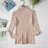 2021 Autumn Winter Sweater Knitted Women Khaki Long Sleeve Slim Casual Turtleneck Pullover Ladies White