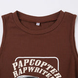 90's Retro Print Ribbed Crop Tank TopOutfit