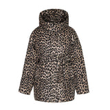 Cotton-Padded Coat Female Medium Long Style 2024 Winter Korean Version Of The Thick Foreign Style Down Cotton-Padded Suit With Leopard Print Chic Cotton-Padded Coat-Outfit