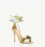 Butterfly 2025 New Butterfly Cross-Tie With Fine Heel Sandals Female Fish Mouth Open-Slip