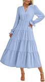 Autumn Long Dress Long Sleeve V-Neck Layered Lotle Leaves By The A-Line Cocktail