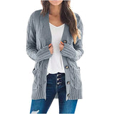 2025 New Women's Casual Cardigan Jacket Solid Color Mah-Button Cardigan Sweater