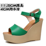 Layer Of Cow Skin Summer New Thick-Bottomed Beach 11CM Slopes And Women's Sandals High Heel Waterproof Table Comfortable Pine Pastry Fish Mouth