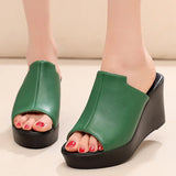 Comfortable Outside Slope And Slippers Women's Summer Fashion High-Heeling Waterproof Table Thick Bottom Pine Cake Cool Drag And Word