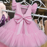 Pretty Girls Dress Birthday Party Princess Dress Lace Kids Ball Gown Elegant Dress Casual Children Dress Size