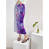Folded New Temperament Gentle Elegant Impact Color Print Dress Female Design Sense Of Minority Gradient