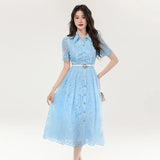 Dress 2025 Explosion New High-End Embroidery Long-Term Collection Waist Thin