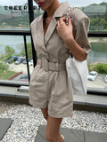 Summer Playsuits Rompers Womens Jumpsuit Korean Fashion Overalls Wide Leg Jumpsuit Black White Khaki Outfits