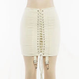 Summer Gothic Y2K Vintage Mini Skirt Women Punk Patchwork High Waist Bodycon Short Skirts Casual Sexy Party White