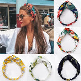 Women Girls Summer Bohemian Hair Bands Print Headbands Vintage Cross Turban Bandage Bandanas Hairbands Hair