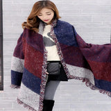 Large Scarves Women Long Cashmere Winter Wool Blend Soft Warm Plaid Scarf Femme Wrap Shawl Plaid Scarf Thick