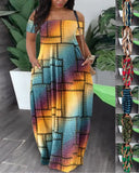Summer New Women's Fashion Leisure Sexy Print Bare Shoulder