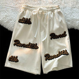 flocking embroidery high waist womens shorts summer plus size 2022 new Japanese casual sports style couple shorts